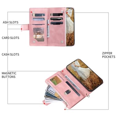 Xiaomi Redmi 14C Zipper Wallet Case Rhombus Stitching Line Puhelinsuojus
