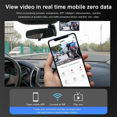 2K Ultra HD WiFi Night Vision edessä ja takana auton kojelautakamera pysäköintinäytöllä
