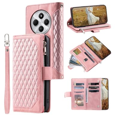 Xiaomi Redmi 14C Zipper Wallet Case Rhombus Stitching Line Puhelinsuojus