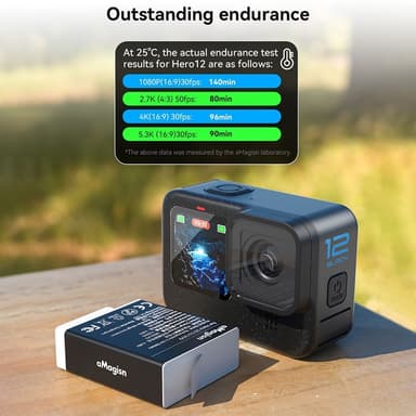 Akku AMAGISN for GoPro Hero 12/11/10/9 3,85V 1800mAh ladattava Li-Ion