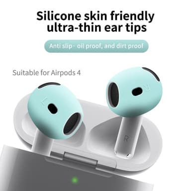 AirPods 4:lle liukumaton silikonikotelo, korvasuojat, nappikuulokkeet - Valkoinen