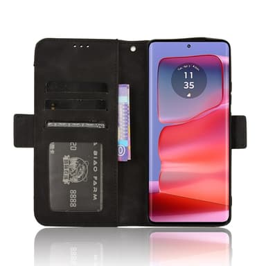 Lompakkoteline puhelimelle Motorola Edge 50 / Edge 50 Pro - musta