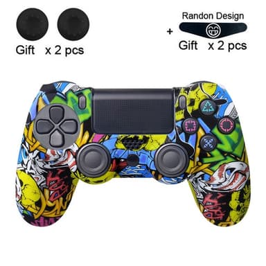 Suojakuori Sony PlayStation 4 Pro Slim PS4:lle liukastumista estävälle silikonikuorelle - Skull Graffiti