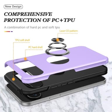 Google Pixel 9 / Pixel 9 Pro sormenrengasjalustan hybridikotelo