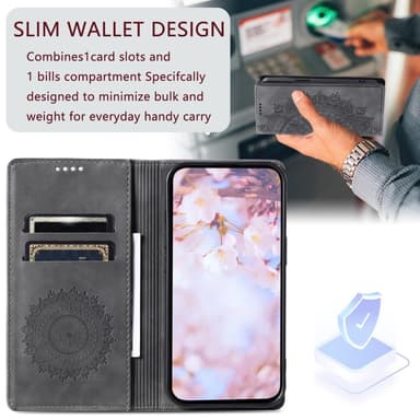 Samsung Galaxy S25 -lompakkokotelon kuoren kuoren Mandala-kukkakuvio