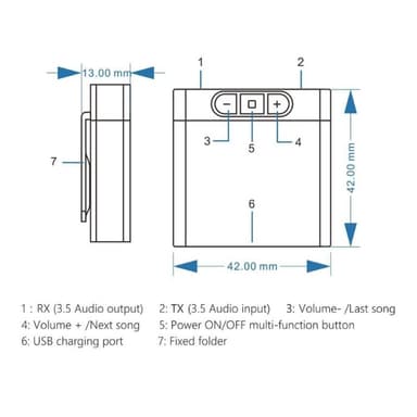 2-in-1 Bluetooth-lähetinvastaanotinsovitin musiikin äänilähetin-vastaanottimelle