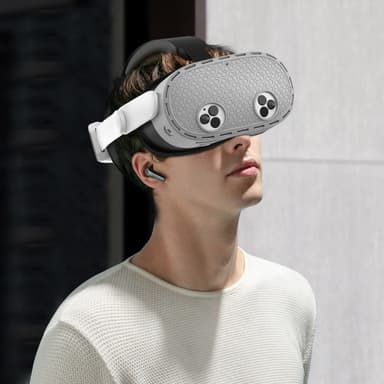Meta Quest 3S -suojakotelolle, VR-kuulokemikrofonille, silikonisuoja - Harmaa