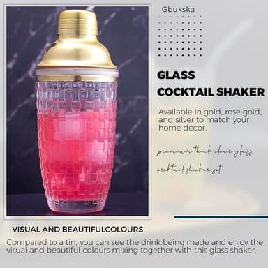 385 ml Cocktail Shaker kudottu rakennelasi + kansi ruostumattomasta teräksestä valmistettuun kuppiin