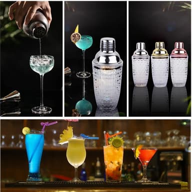 385 ml Cocktail Shaker kudottu rakennelasi + kansi ruostumattomasta teräksestä valmistettuun kuppiin