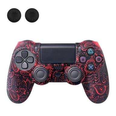 Suojakuori Sony PlayStation 4 Pro Slim PS4:lle liukastumista estävälle silikonikuorelle - Red Phoenix Feather
