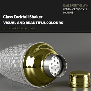 385 ml Cocktail Shaker kudottu rakennelasi + kansi ruostumattomasta teräksestä valmistettuun kuppiin