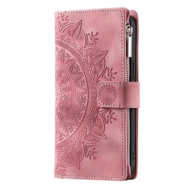 Samsung Galaxy A56 -lompakkokotelon kuoren kuoren Mandala-kukkakuvio - Rose Gold