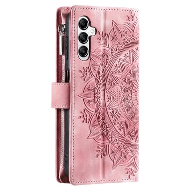 Samsung Galaxy A56 -lompakkokotelon kuoren kuoren Mandala-kukkakuvio - Rose Gold
