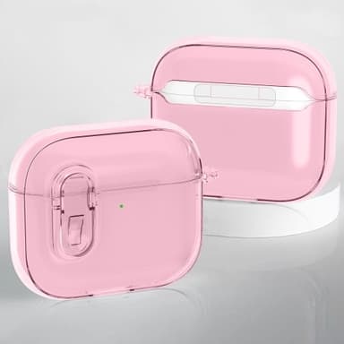 AirPods 4 -kuulokekotelolle Snap Switch jääkristallikirkas kuori - läpinäkyvä Vaaleanpunainen