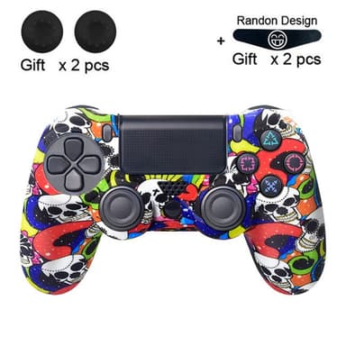 Suojakuori Sony PlayStation 4 Pro Slim PS4:lle liukastumista estävälle silikonikuorelle - White Skull