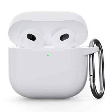 AirPods 4 silikonikotelolle Integroitu Bluetooth-kuulokkeiden suojus koukulla - Valkoinen