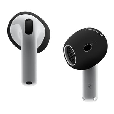AirPods 4:lle liukumaton silikonikotelo, korvasuojat, nappikuulokkeet - musta