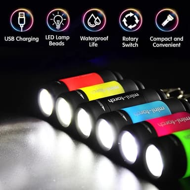 IPX4 vedenpitävä mini ladattava LED 25 lumen taskulamppu - musta
