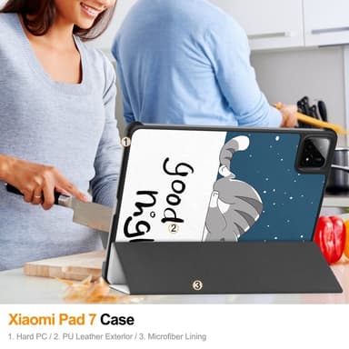 Slim Fit suojakuori Xiaomi Pad 7 Auto Wake / Sleep -laitteelle - Cat