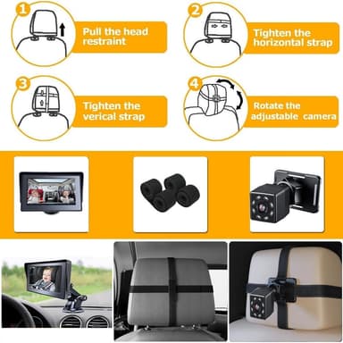 360 astetta kääntyvä 4,3"" yönäkö Car Baby Monitor -kamera turvalliseen ajoon