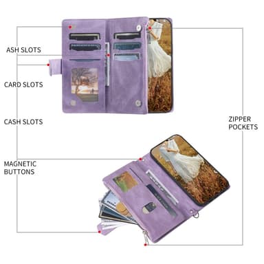 Xiaomi Redmi 14C Zipper Wallet Case Rhombus Stitching Line Puhelinsuojus