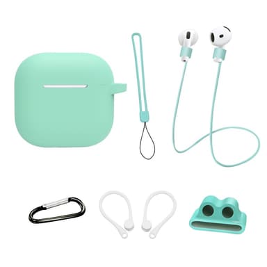 AirPods 4 6 in 1 -tarvikkeet kotelo hihnapidike korvakoukut kaulahihna avainrengas - Minttu