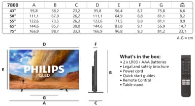 Philips 43” PUS7800 4K QLED älytelevisio (2025)