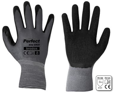 36 tuotteen paketti. Käsineet PERFECT GRIP GRAY, koko 9, Bradas