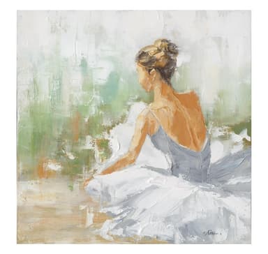 Öljymaalaus 80x80cm, tanssija valkoinen