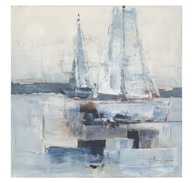 Öljymaalaus 100x100cm, purjeveneet merellä