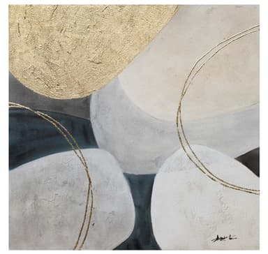 Öljymaalaus 70x70cm, kulta/valkoinen 1