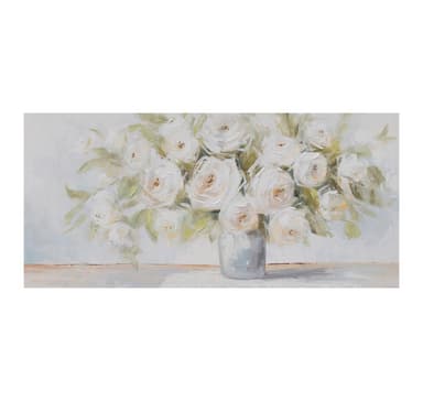 Öljymaalaus 70x150cm, kukkia ja maljakko
