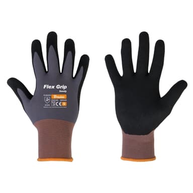12 tuotteen paketti. Käsineet FLEX GRIP SANDY nitriiliä, koko 11