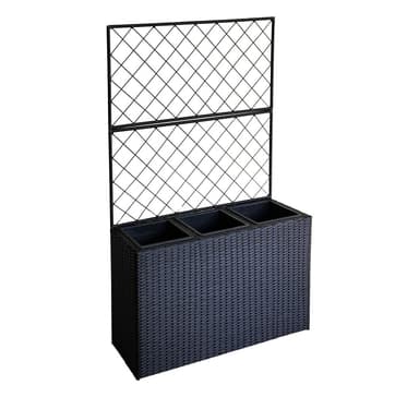 Kukkalaatikko WICKER taimetoega 83x29xH146cm, musta