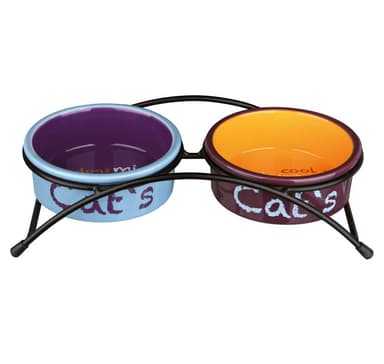 Setti keraamisia kulhoja korotetulla pohjalla Eat on Feet, 2 × 0,3 l/ø 12 cm, vaaleansininen/oranssi/violetti