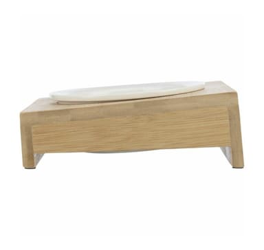 Kulho pidikkeellä, keraaminen/bambu, 0,25 l/ø 12 cm/15 × 5 × 15 cm, valkoinen/ecru