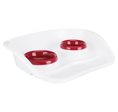 Kulhosetti, muovia, 0,25 l/ø 9 cm & 0,3 l/ø 11 cm/46 × 11 × 30 cm, valkoinen/kulhoja: erilaisia
