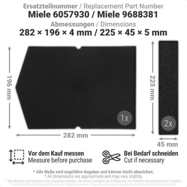 Suodatin kuivausrummulle Miele 6057930 9688381
