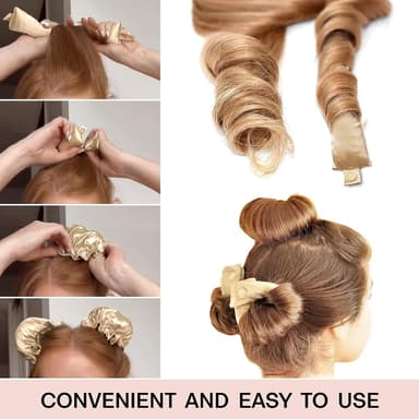 Lämpöttömän kiharrintangon pääpantasetti (1 sauva, 1 Scrunchie) - Tie-Dye Pink