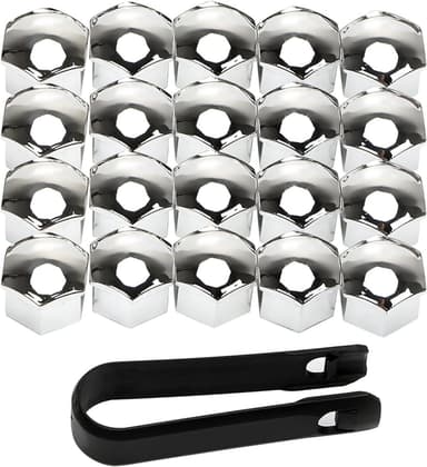 Pyörän mutterin suojus / Pyörän pultin suojus 20 kpl asennustyökalulla 19 mm