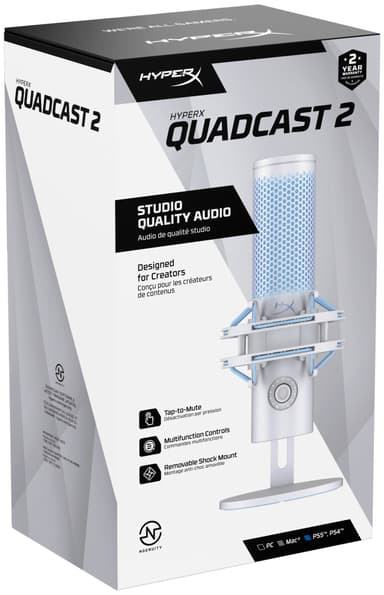 HyperX Quadcast 2 pelimikrofoni (huurteensininen)
