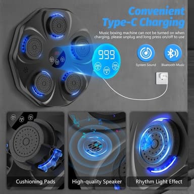 Älykäs Bluetooth-nyrkkeilylaite LED-valoilla ja musiikilla – Seinäkiinnitteinen Interaktiivinen Harjoittelukohde Aikuisille