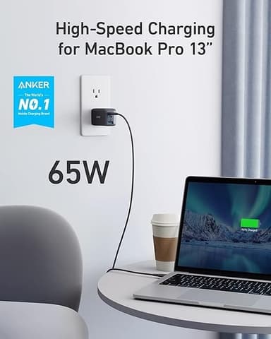 Anker 735 Laturi GaNPrime 65W 1x USB-A 2x USB-C virtalähde