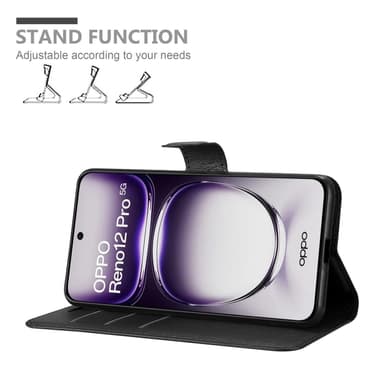 Oppo Reno 12 Pro Suojakuori Lompakkokotelo (Musta)