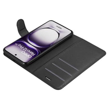 Oppo Reno 12 Pro Suojakuori Lompakkokotelo (Musta)