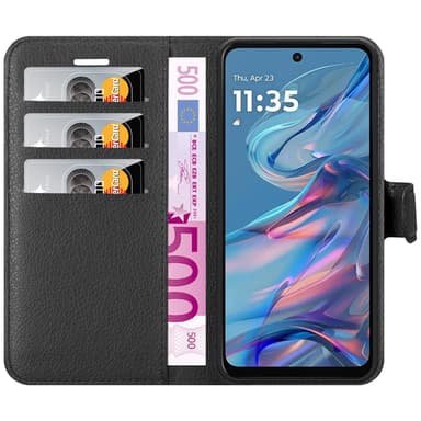 Motorola MOTO G45 Suojakuori Lompakkokotelo (Musta)