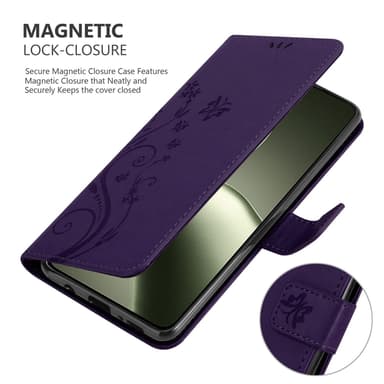 Xiaomi 14T Suojakuori Lompakkokotelo Kukka (Violetti)