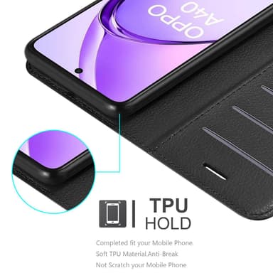 Oppo A40 Suojakuori Lompakkokotelo (Musta)