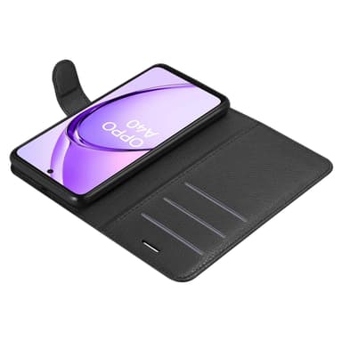 Oppo A40 Suojakuori Lompakkokotelo (Musta)