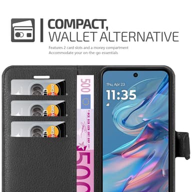 Motorola MOTO G45 Suojakuori Lompakkokotelo (Musta)